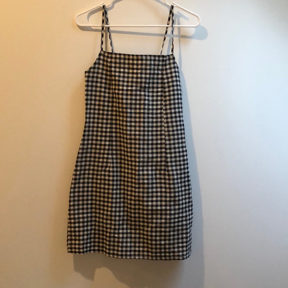 black and white gingham print Cami dress